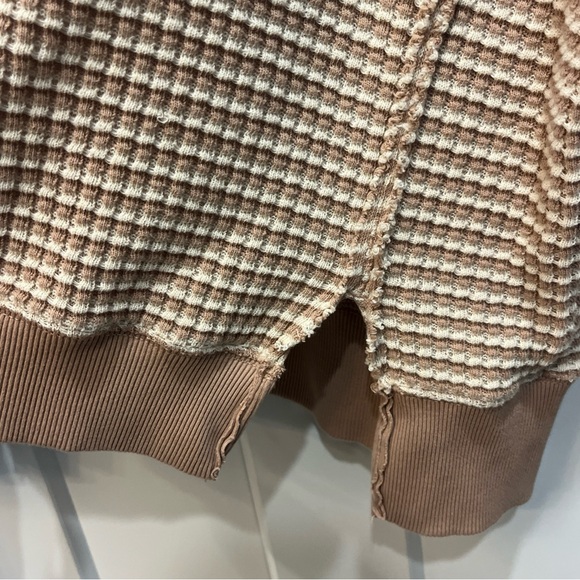 AMERICAN EAGLE AE BIG HUG WAFFLE CREW NECK SWEATSHIRT OVERSIZED CREAM TAN SZ S - Picture 7 of 9